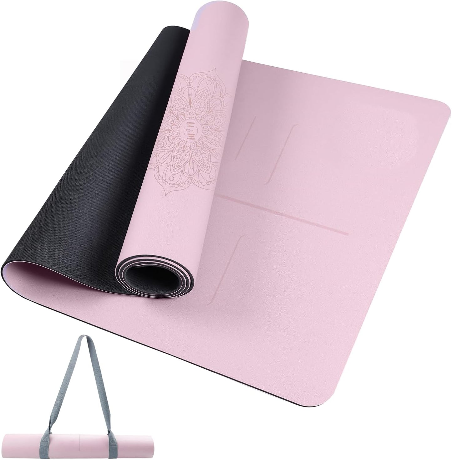 U&M Professional Non Slip PU Yoga Mat,Purple, Grey, Pink, Green 72x27 Inch 0.2" Thick Exercise Mat,| Sweatproof High Density | Anti-tear | Non-Slip Textured Surface | Natural Rubber Bottom Workout Mat for Women & Men Yoga Pilates Fitness