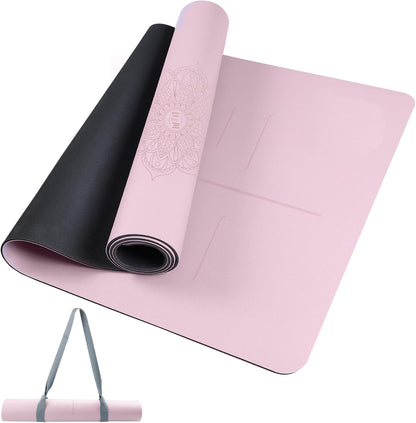 U&M Professional Non Slip PU Yoga Mat,Purple, Grey, Pink, Green 72x27 Inch 0.2" Thick Exercise Mat,| Sweatproof High Density | Anti-tear | Non-Slip Textured Surface | Natural Rubber Bottom Workout Mat for Women & Men Yoga Pilates Fitness