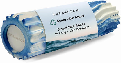 Oceanfoam Ripple Travel Foam Roller (11" x 3.35") Firm Mini Foam Roller for Physical Therapy, Deep Tissue Massage, Back Pain - High Density, Ergonomic Wave Textured - Yoga, Pilates, Exercise (Natural) - Colors A