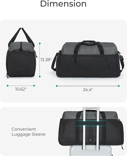 BAGSMART Gym Bags for Men Women, Foldable Travel Duffle Bag, Lightweight Weekender Duffel Bag With Shoe Compartment, Water Resistant Workout Duffle Sports Bag for Travel Yoga, Army Green