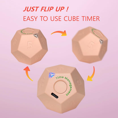 Cube Pomodoro Timer - Flip to Start Countdown, Rechargeable Mini Productivity Timer for Study, Office, 11 Preset Times, Silent/Vibration, Time Management Tool for Kids & ADHD (Yellow)
