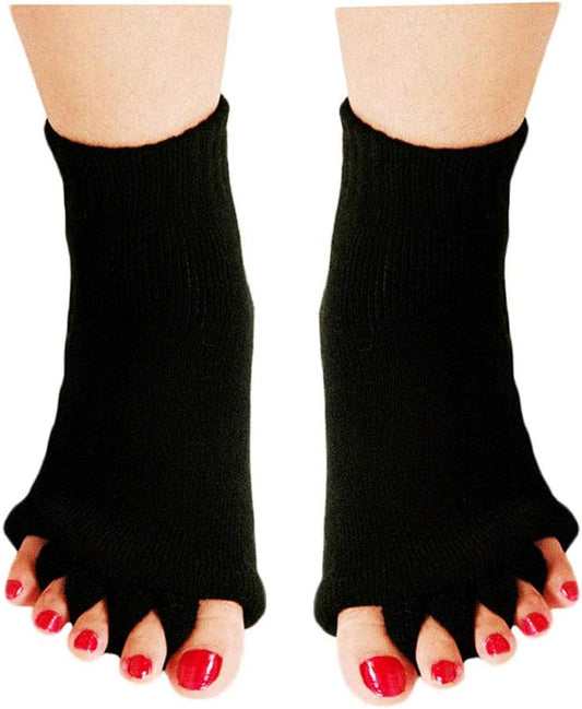 Women Toe Separator Socks Toeless Foot Alignment Socks for Yoga GYM Massage Pain Relief Improves Circulation Stretchy