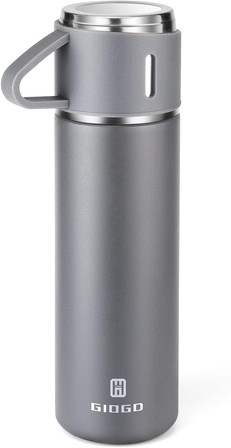 Stainless Steel Thermo 500ml/16.9oz Vacuum Insulated Bottle with Cup for Coffee Hot drink and Cold drink water flask.(Pink,Set)