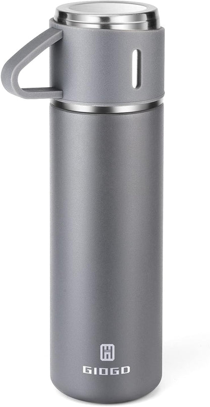 Stainless Steel Thermo 500ml/16.9oz Vacuum Insulated Bottle with Cup for Coffee Hot drink and Cold drink water flask.(Pink,Set)