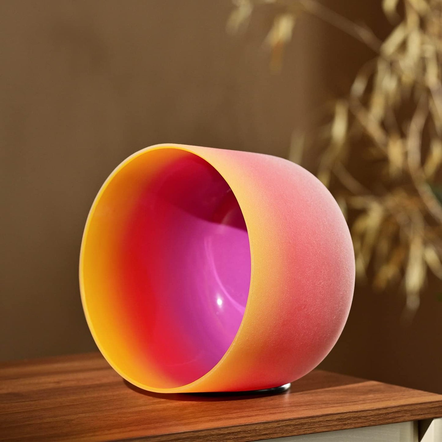 CVNC 440HZ 8 Inch Rainbow Colored A Note Third-Eye Chakra Frosted Quartz Crystal Singing Bowl for Sound Healing and Meditation