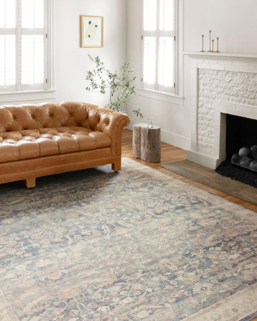 Loloi Hathaway Collection HTH-06 Blush/Multi 2'-6" x 7'-6", .25" Thick, Runner Rug, Soft, Durable, Printed, Modern, Low Pile, Non-Shedding, Easy Clean, Living Room Rug