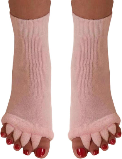 Women Toe Separator Socks Toeless Foot Alignment Socks for Yoga GYM Massage Pain Relief Improves Circulation Stretchy