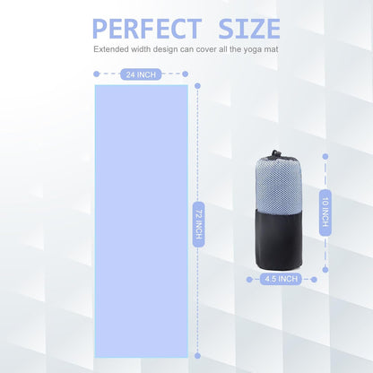 Eunzel 2 Pack Hot Yoga Towel, Non-Slip Yoga Mat Towel with Grip Dots Stickyfiber Sweat Absorbent Towel for Hot Yoga, Pilates and Workout 72" x 24", Blue