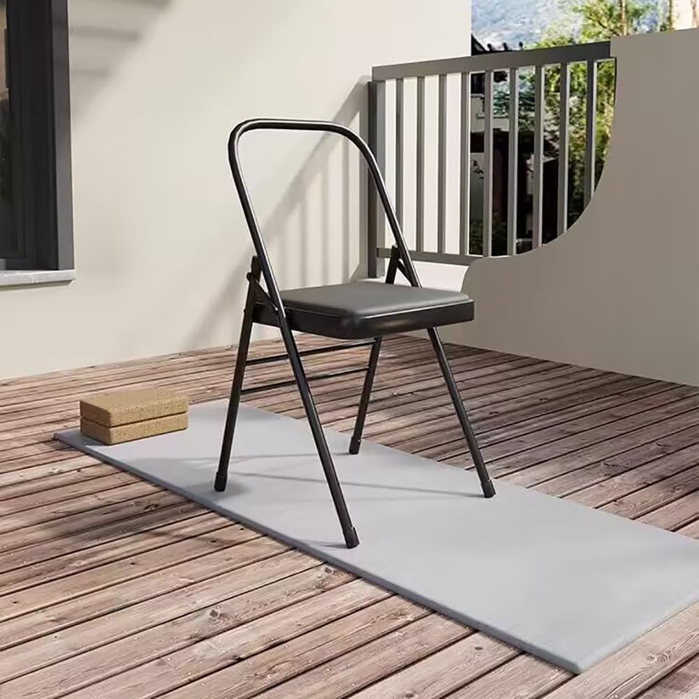 Backless Yoga Chair-Portable Folding Chair for Flexibility and Strength Training- Materials and Sturdy Frame-Foldable Design-High Load Capacity,Black