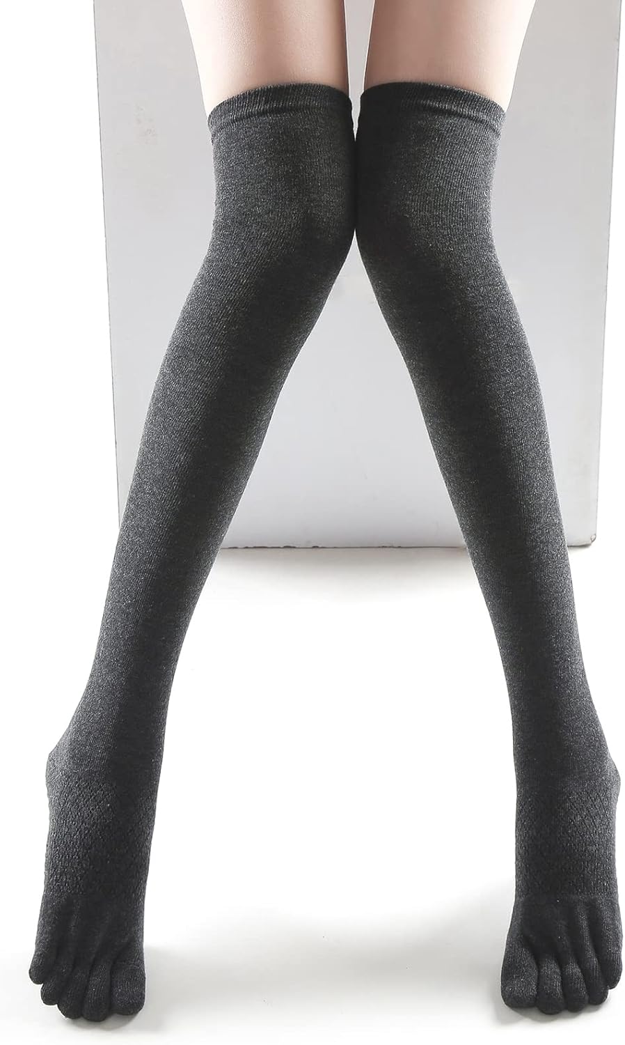 Verdancy Yoga Pilates Toe Socks - Toeless With Grips for Women, Non-Slip Cushioned Over Knee Thigh High