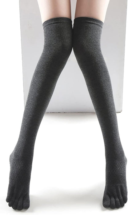 Verdancy Yoga Pilates Toe Socks - Toeless With Grips for Women, Non-Slip Cushioned Over Knee Thigh High
