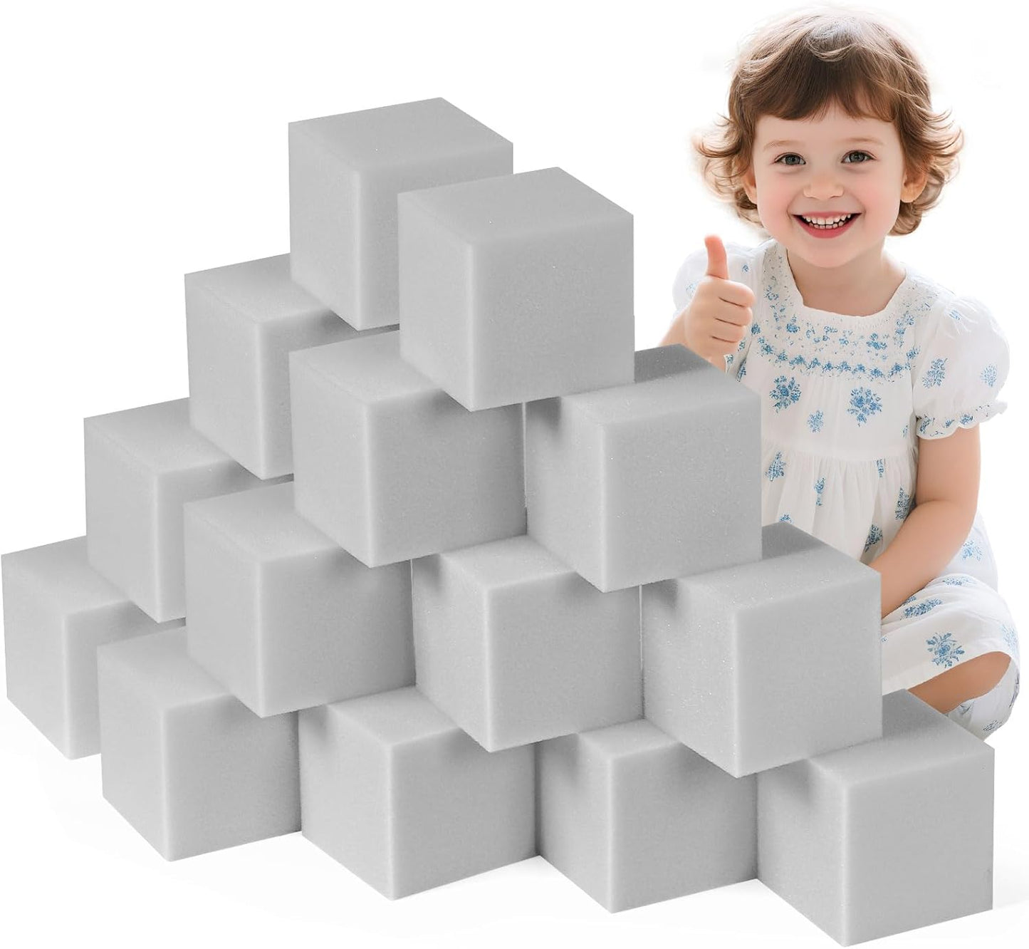 Foam Pit Blocks Foam Padding Sponge Pit Cubes Sponge Blocks for Amusement Park Gymnastics Freerunning and Parkour Courses - 24PCS 5" x 5" x 5" (Dark Blue)