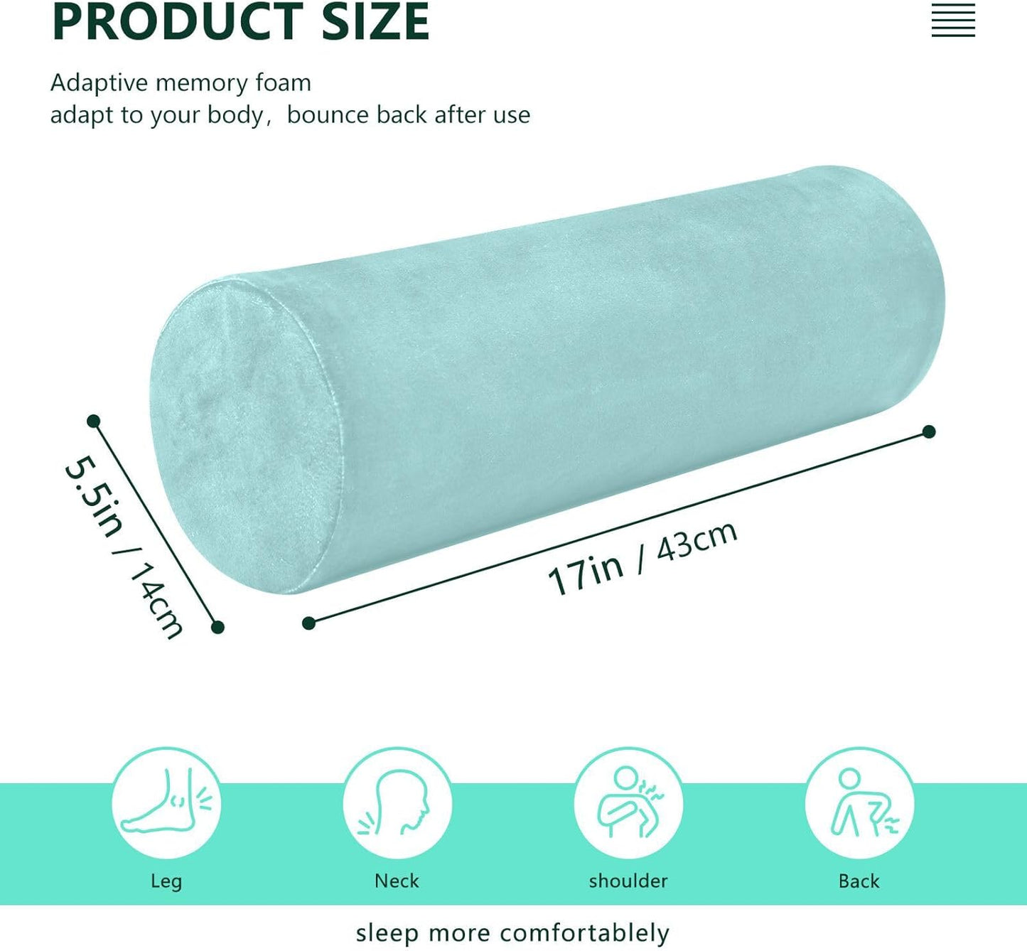 Yuiboo Bolster Pillow Yoga Beige Firm Neck Roll Pillow 5.5" x 17" Small Round Pillows Decorative Throw Pillows Cylinder Body Pillow Cover Back Support Pillow