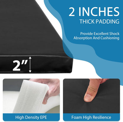 Gymnastics Mat for Tumbling, Folding Tumbling Mat Exercise Mat Gym Mat Tumbling Mats for Kids, Adults, PU Leather Yoga Mat with Carrying Handles