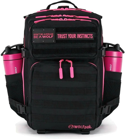 WOLFpak 35L Tactical Gym Backpack (Alpha Black) Durable 1000D Waterproof Oxford Material with MOLLE Webbing, Laptop Pocket & Dual Cup Holders, Durable Fitness/Travel/Military Daypack