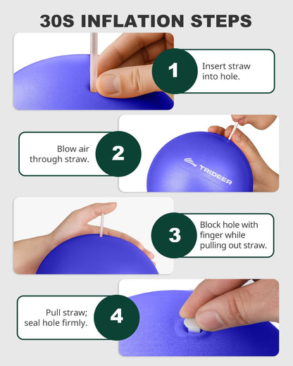 Trideer Exercise Ball for Yoga, Pilates & Fitness – Stability Ball Equipment for Home Gym & Office Chair, Core & Balance Training Accessories, Physical Therapy Equipment, Quick Pump Included, 5 Sizes