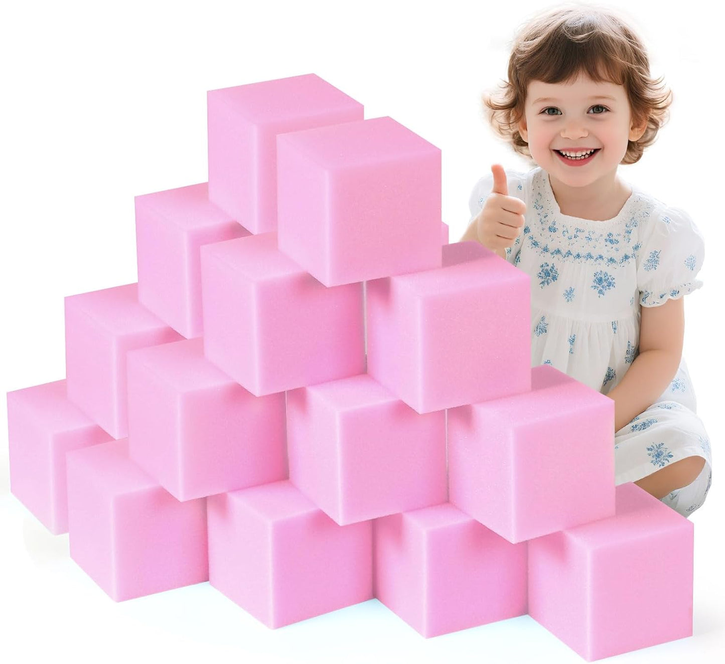 Foam Pit Blocks Foam Padding Sponge Pit Cubes Sponge Blocks for Amusement Park Gymnastics Freerunning and Parkour Courses - 24PCS 5" x 5" x 5" (Dark Blue)