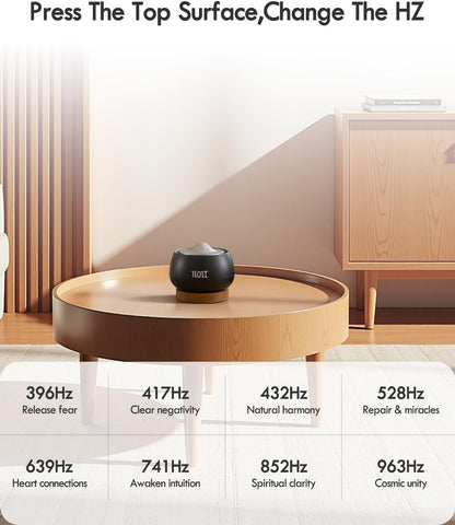 Portable Electronic Tibetan Singing Bowl, 8 Healing Frequencies (396-963Hz), Auto/Manual Mode, Vibration & Timer - USB-C Rechargeable Meditation Device for Yoga, Relaxation, Reiki, Best Gift Choice