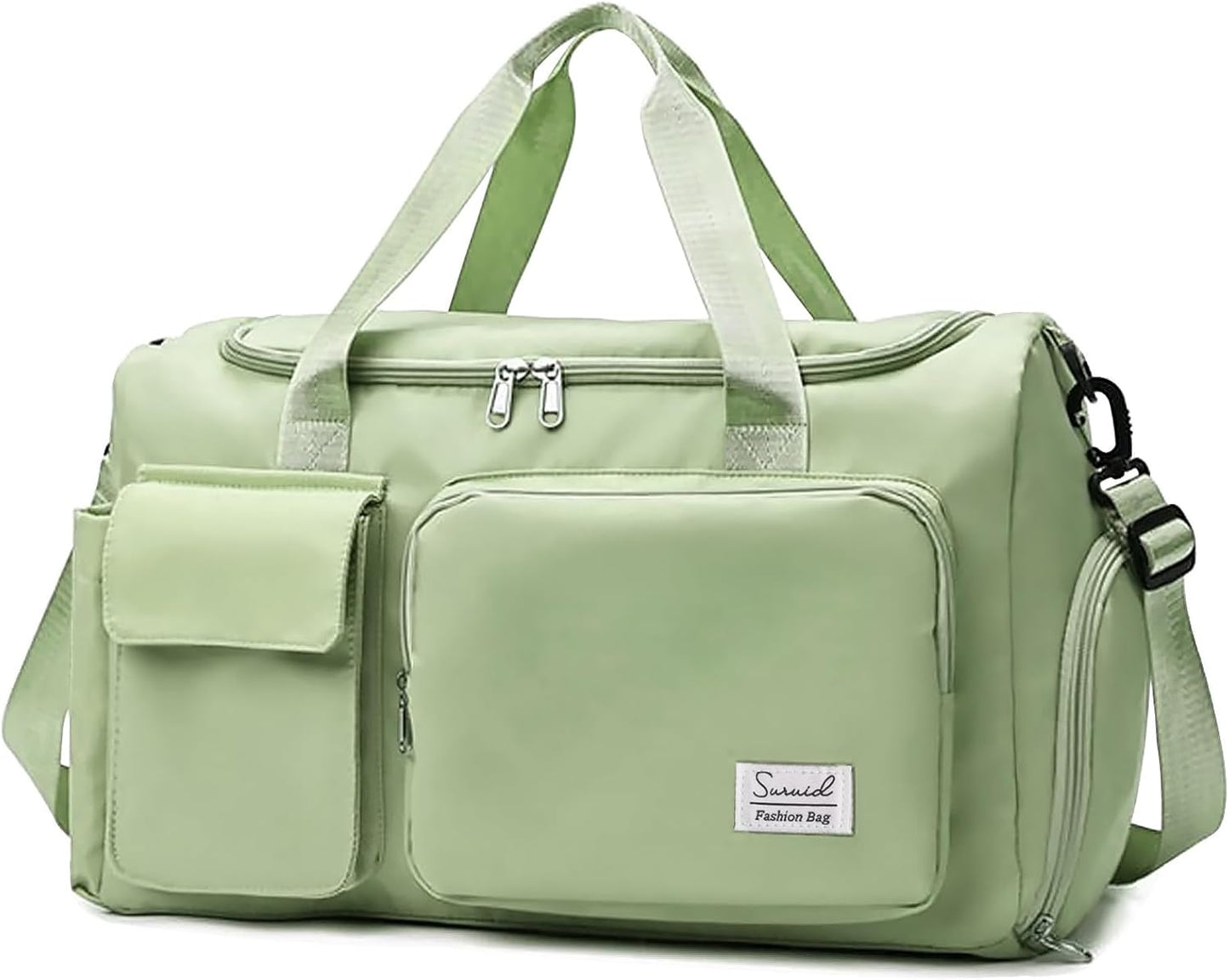 Suruid Travel Yoga Duffel Bag with Shoes Compartment Sports Gym Handbag with Dry Wet Separated Pocket for Training Men and Women, Overnight /Weekender Bag - Pink