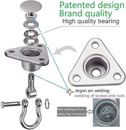 9M Stainless Steel Hanger with Smooth Swing Bearings, Heavy Duty 180°+360° Swivel Swing Hook, 1500 lb Capacity Playground Yoga Hammock Chair Rope, sandbag Porch Swing Bag Sleeve
