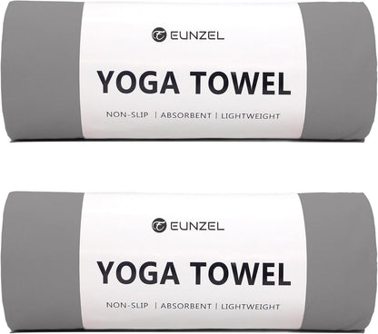 Eunzel Hot Yoga Towel Non Slip Yoga Mat Towel Non-Slip Sweat Absorbent Towel for Hot Yoga, Pilates and Workout 72" x 26.5", Blue