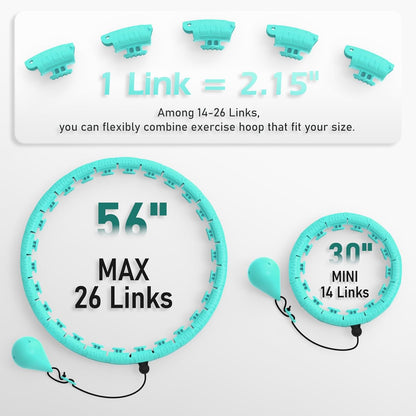 JLoibao Weighted Hula Circle with 26/32 Links(56-66 Inch) for Adults Weight Loss, Infinity Fitness Hoop Plus Size, for Women Smart Exercise Equipment