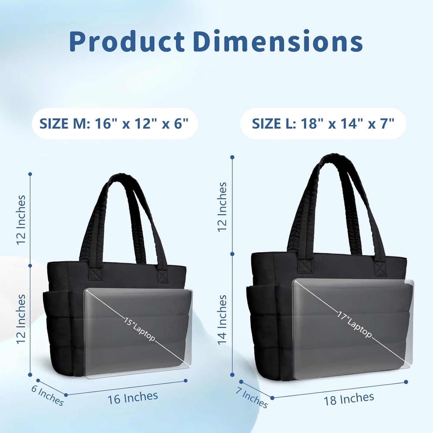 TOPDesign Puffer Tote Bag for Women, Lightweight Puffy Handbag with Compartments, Quilted Shoulder Bag for Work, Travel, Gym - Colors A