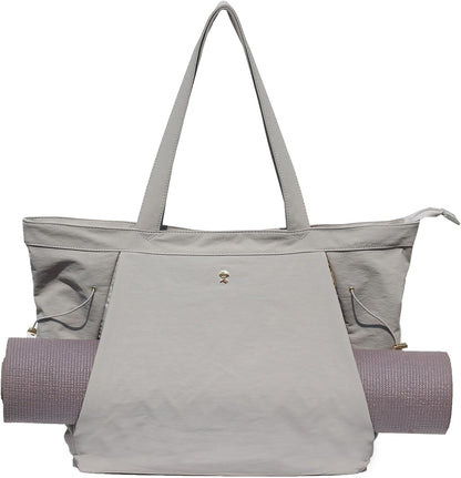 ESVAN Yoga Tote Bag for Women Shoulder Bags Drawstring for Office Workout Travel Carryall Pilates Gym and Beach