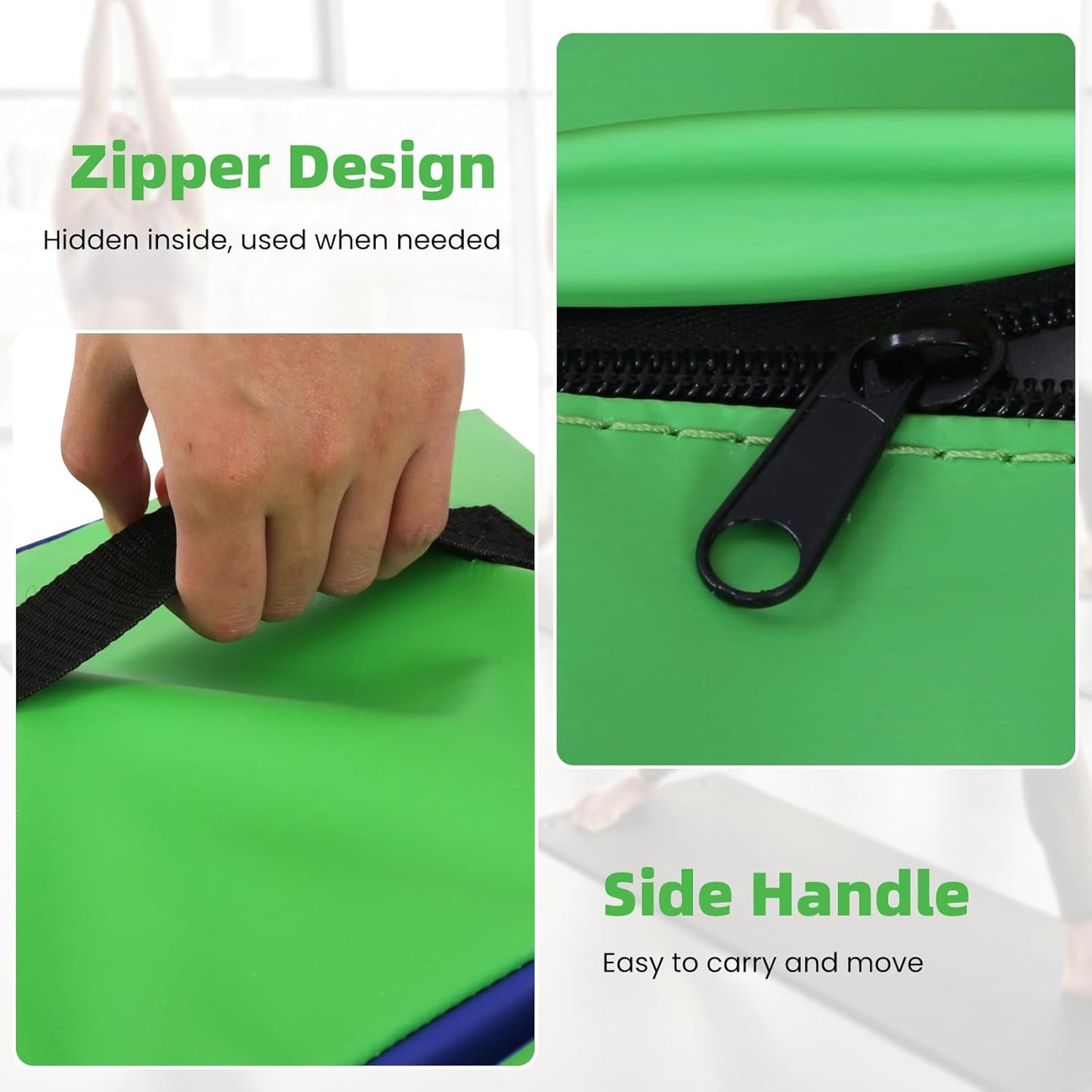 Gymnastics Mat Incline Tumbling Mats—Indoor/Outdoor Folding Cheese Wedge Mat with Non-Slip Surface & Handles for Kids Girls Home Training Exercise