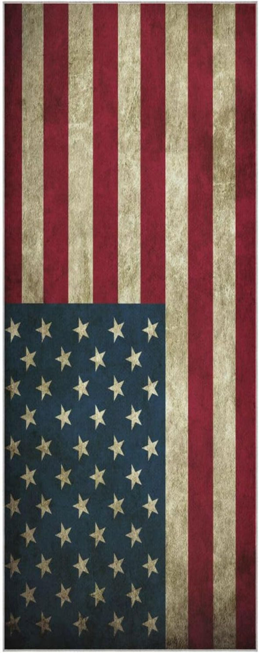 YETTASBIN American Flag Yoga Mat Towel, Non Slip Sweat Absorbent Hot Yoga Towel Portable Lightweight Travel Workout Towel with Storage Bag for Home Yoga, Pilates, Fitness 73x 27 Inch