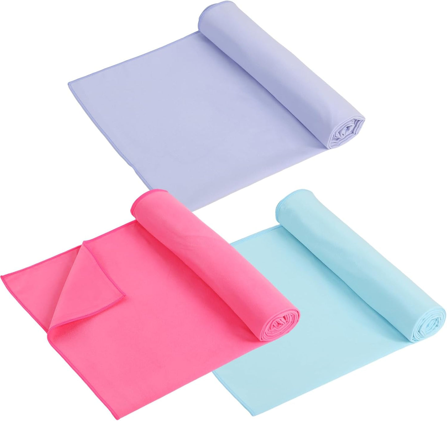 Breling 3 Pack 26"x73" Hot Yoga Mat Towel Pack Non-Slip Yoga Mat Gym Sweat Absorbent Microfiber Towel for Pilates Workout Women Men