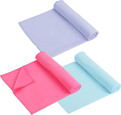 Breling 3 Pack 26"x73" Hot Yoga Mat Towel Pack Non-Slip Yoga Mat Gym Sweat Absorbent Microfiber Towel for Pilates Workout Women Men