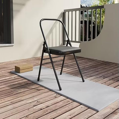 Yoga Auxiliary Chair Folding Yoga Chair with Non-Slip Feet Covers for Abs Core,Balance Handstand,Flexibility,Strength Training,Black-45 * 42 * 80cm