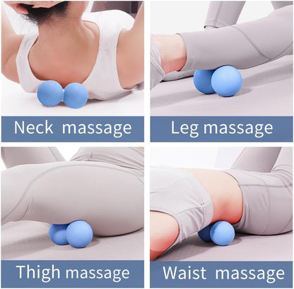Double Lacrosse & Micro-Elastic Peanut Massage Ball - Myofascial Release Tool for Muscle, Back, Foot, and Physical Therapy, Mobility Roller for Acupressure and Relaxation (Pink)