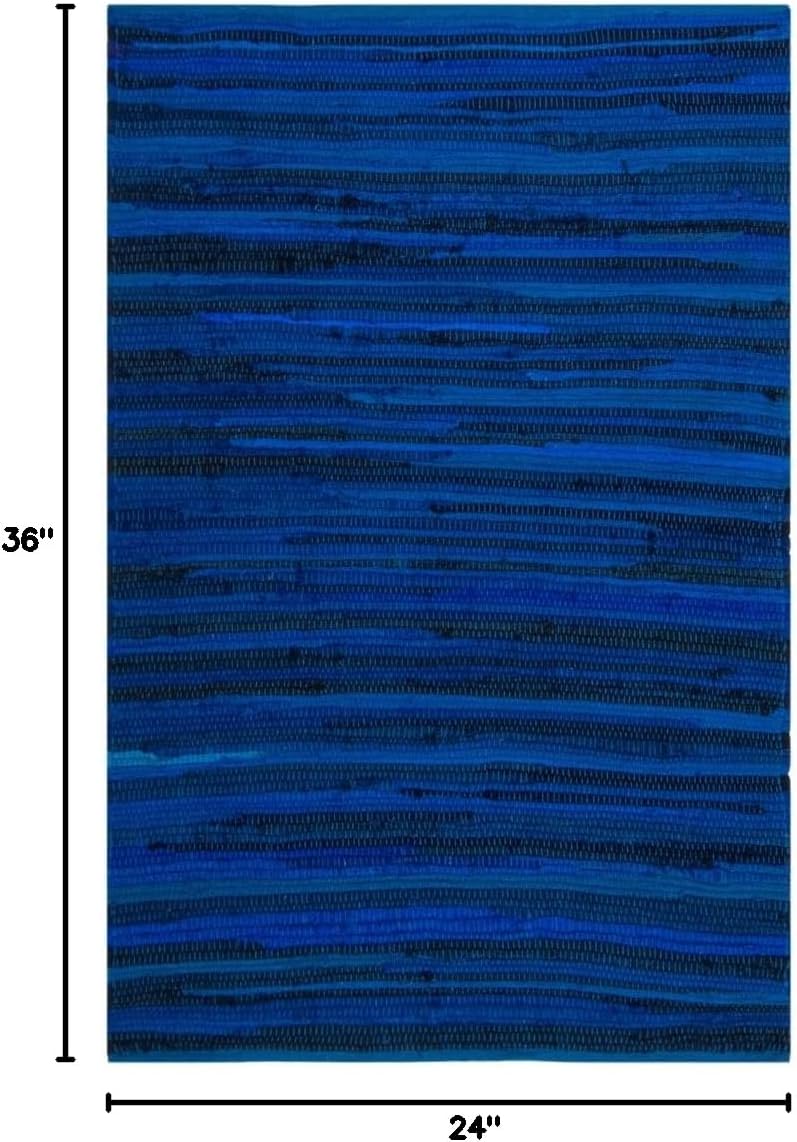 SAFAVIEH Area Rug 3x5 - Rag Rug Collection - Blue & Multi, Handmade Cotton, Boho Stripe Pattern, Ideal for Entryway, Living Room, Bedroom, Dining Space (RAR130B)