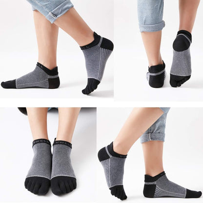 VWELL Cotton Toe Socks Five Finger Socks No Show Crew Athletic Running Socks 4 Pairs,Size 7-11