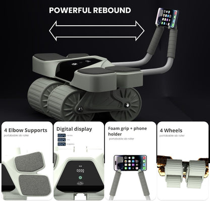 2026 New 4-Wheel Abdominal Roller with Elbow Support : Latest Upgraded High-Performance Exercise Machine With Automatic Rebound, Multi- layered Anti-Slip Design with Built-in Workout Tracker