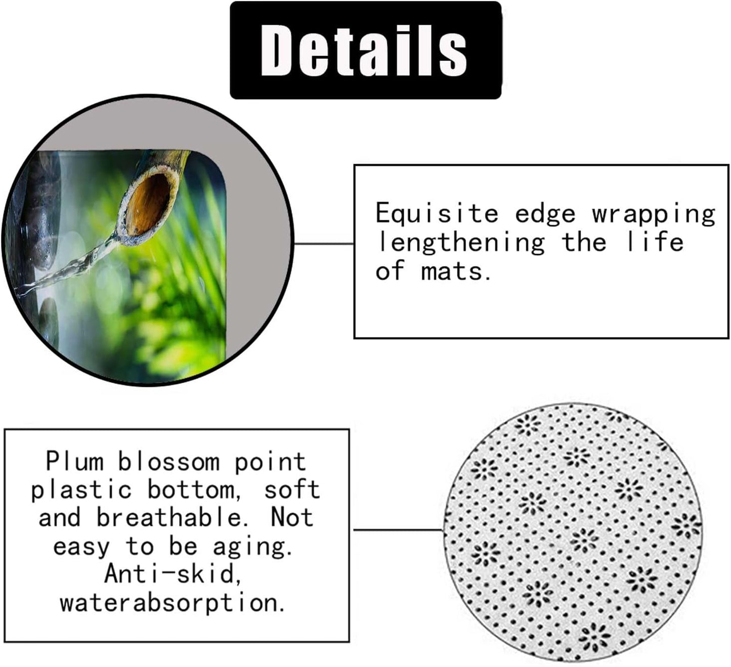 4PCS Spa Zen Shower Curtain Sets with Rugs, White Shower Curtain, Pink Floral Orchid Lotus Water Lily Stone Bamboo Water Reflection Yoga Massage Relaxing Spiritual Meditation Bathroom Decor
