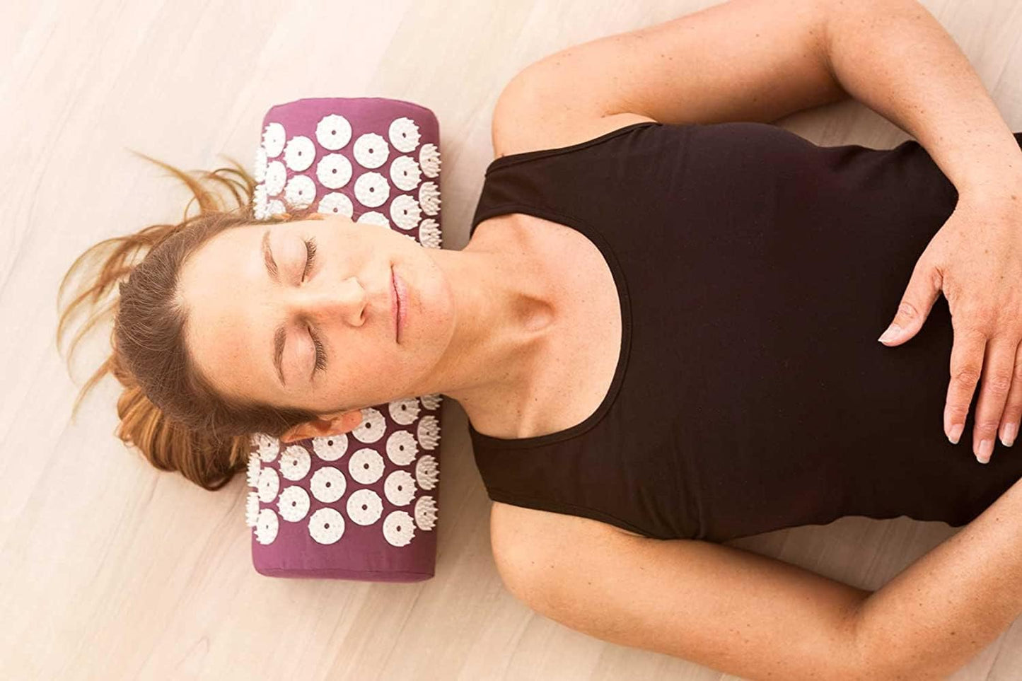 #DoYourFitness Acupressure Mat and Pillow Set - Relieves Stress, Back, Neck, and Sciatic Pain - Comes with a Vinyl Carry Bag for Storage and Travel - Red