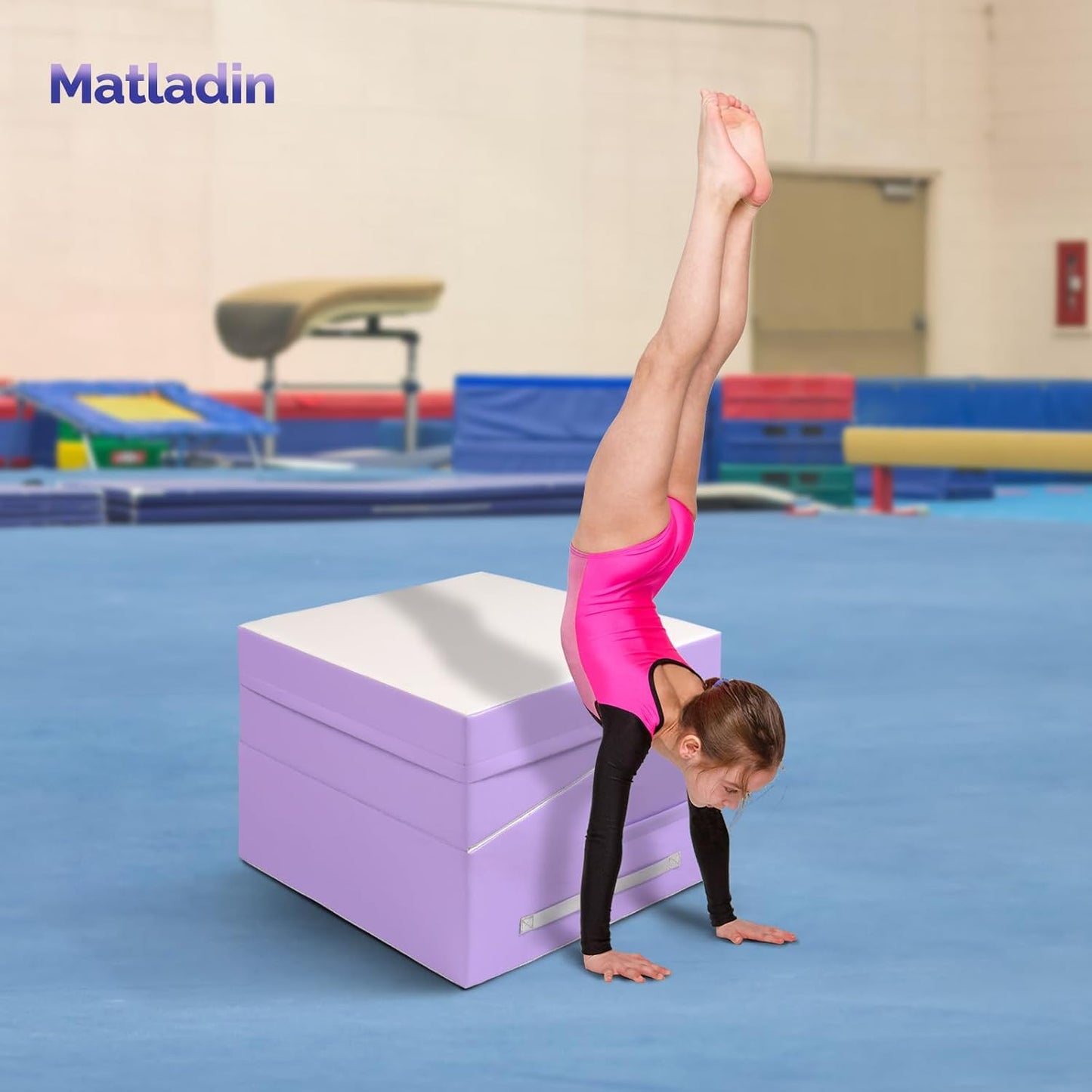 Matladin 48"x24"x14" Tumbling Mat - Folding Gymnastics Cheese Wedge Mat for Kids, Girls Home Training