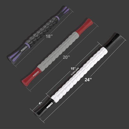 Muscle Roller Massage Roller Stick- Deep Tissue Fascia Blaster for Myofascial Pain Relief, Lymphatic Drainage & Body Sculpting, Handheld Physical Therapy & Recovery Tool (Gray black-18 inch)