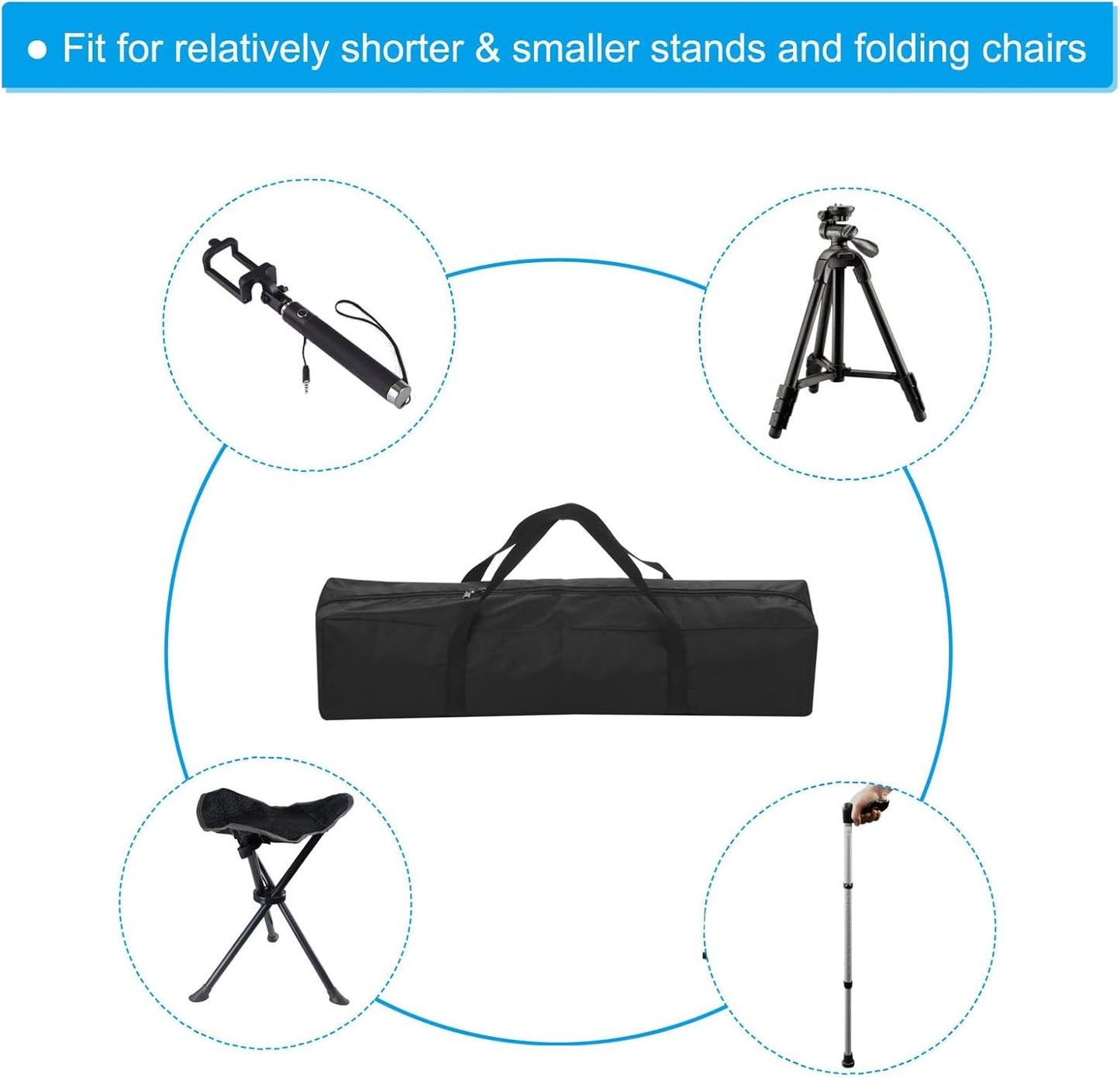 PATIKIL 25 Inch Camp Chair Replacement Bag, Nylon Foldable Carrying Bag Large Zippered Bag with Shoulder Strap for Camping Travel, Black