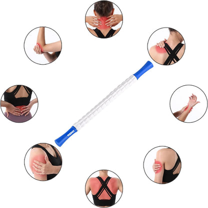 Muscle Roller Massage Roller Stick- Deep Tissue Fascia Blaster for Myofascial Pain Relief, Lymphatic Drainage & Body Sculpting, Handheld Physical Therapy & Recovery Tool (Gray black-18 inch)