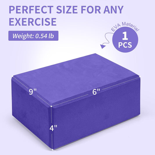 1 Pack Large Yoga Block 9x6x4 Inches, Sturdy Yoga Foam Blocks, High Density & Non Slip Surface for Yoga, Pilates & Stretching, Fitness Accessories for Stability & Balance