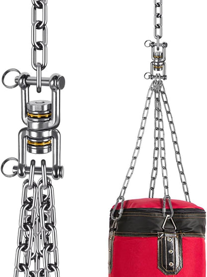 BeneLabel Dual Hanging Rings Hammock Swing Hanger, Swivel Stainless Steel Mounting Bearing Set D Shape Open Loop for Indoor Outdoor Playground Chair Yoga Rope Punching Bag Sandbag