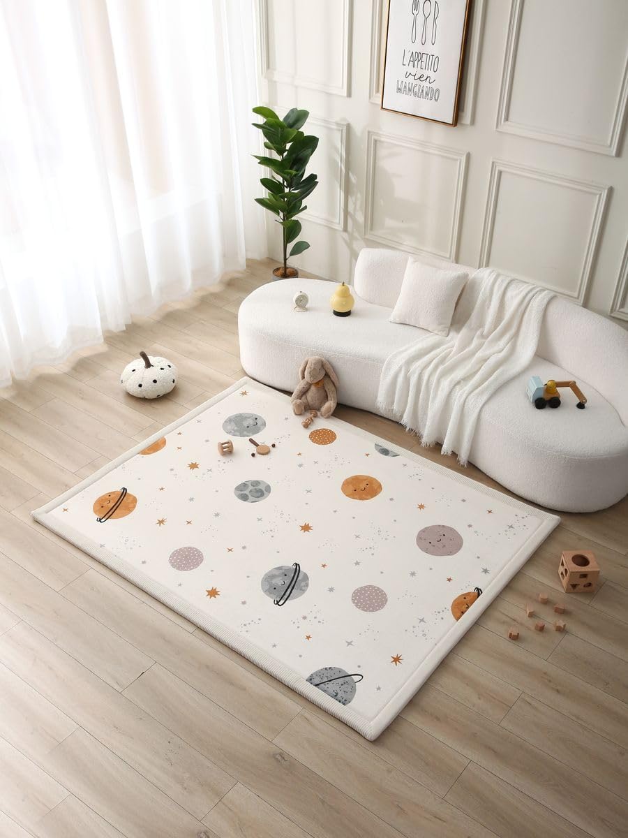 Hakuna Matte CloudSoft Mat for Floor 60" x 80" Beige – Coral Velvet Memory Foam Rug – Non-Slip, Water-Resistant