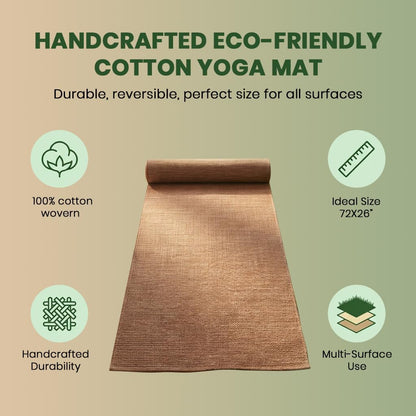 LFH Home Handmade Cotton Yoga Mat Cotton Rug picnic mat For Exercise, Workout, Fitness - Perfect Heavy Quality Eco Friendly Natural Cotton Woven Reversible Yoga Mats for Men & Women - 72x26 Inch.