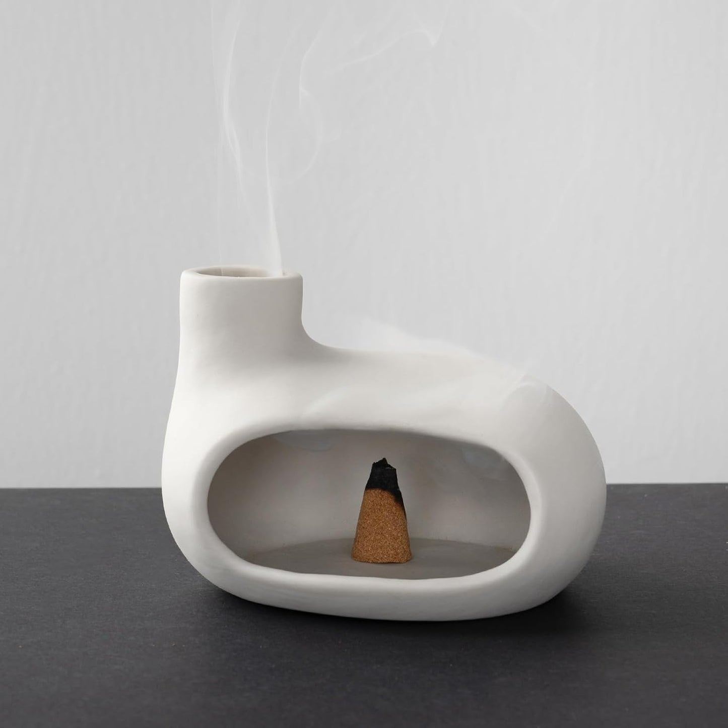 MOUGIGI Terracotta Palo Santo Holder - Modern Chiminea Incense Burner for Yoga, Meditation, and Energy Cleansing - Wood Sticks Dish, Sage Ash Catcher, Smudge Bowl, Cone Burner - Unique Meditation Gift