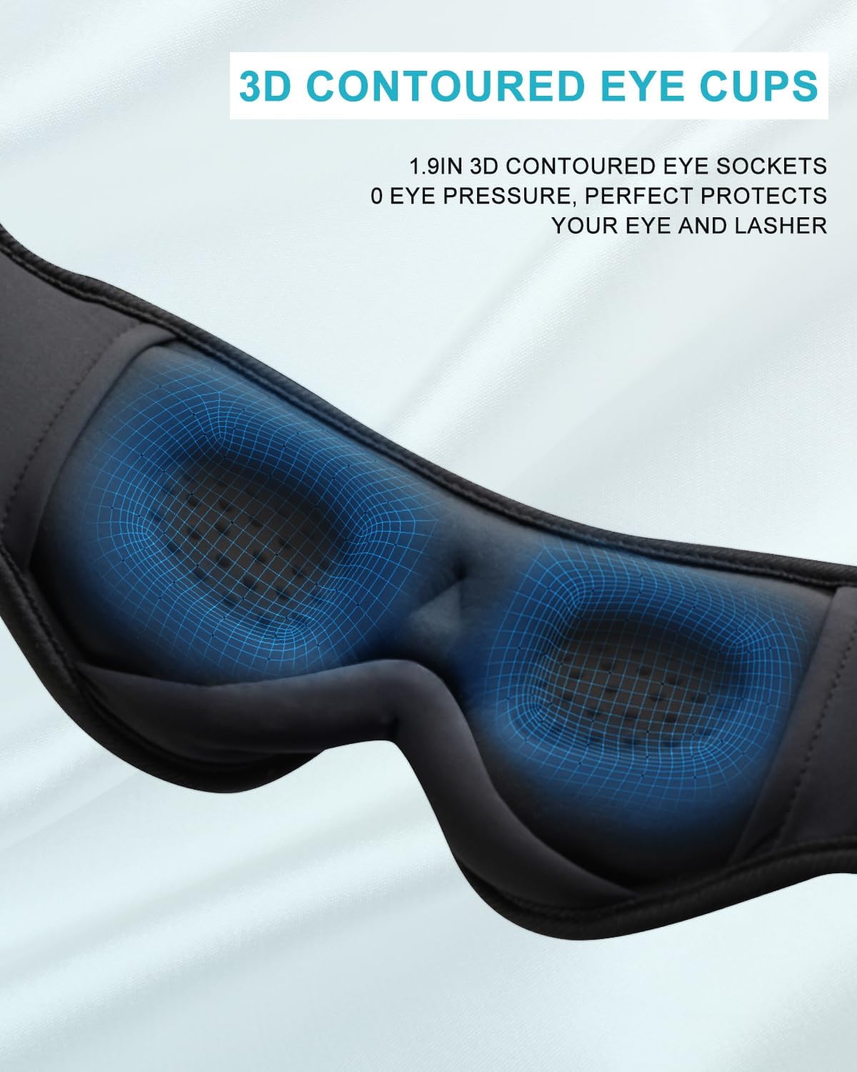 LC-dolida Sleep Headphones, 3D Sleep Mask Bluetooth Wireless Music Eye Mask, Sleeping Headphones for Side Sleepers Sleep Mask with Bluetooth Headphones Ultra-Thin Stereo Speakers Perfect for Sleeping