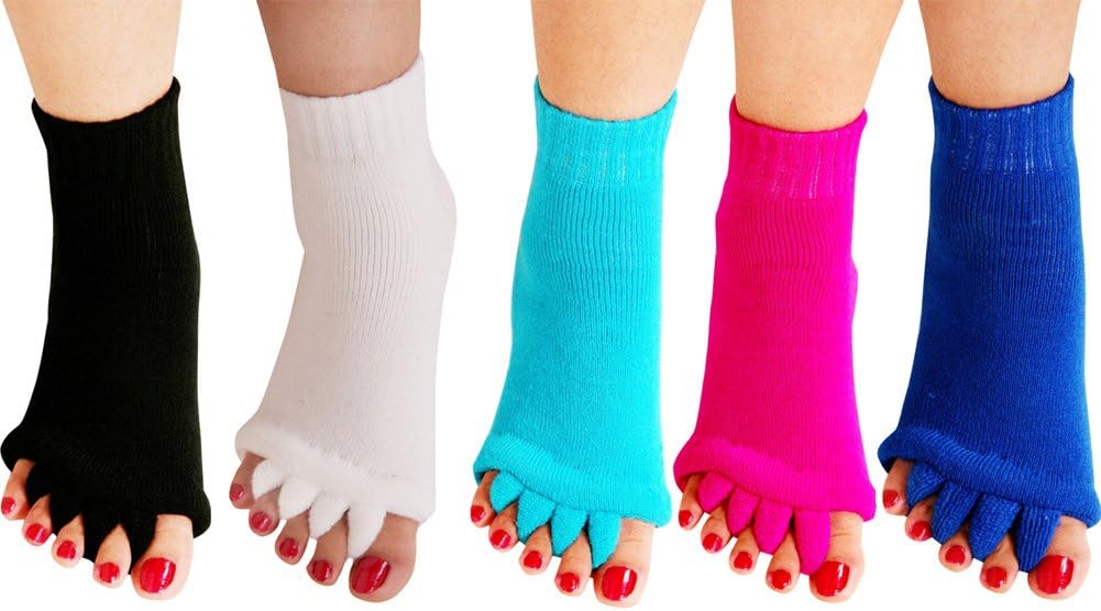 Yoga Sports GYM Five Toe Separator Socks Alignment Pain Health Massage Socks, Prevent Foot Cramps, One Pair